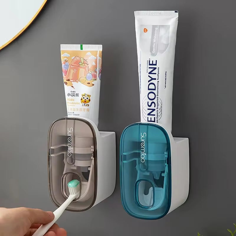 Automatic Wall-Mounted Toothpaste Dispenser and Toothbrush Holder - 1 Piece Bathroom Accessory