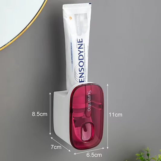 Automatic Wall-Mounted Toothpaste Dispenser and Toothbrush Holder - 1 Piece Bathroom Accessory