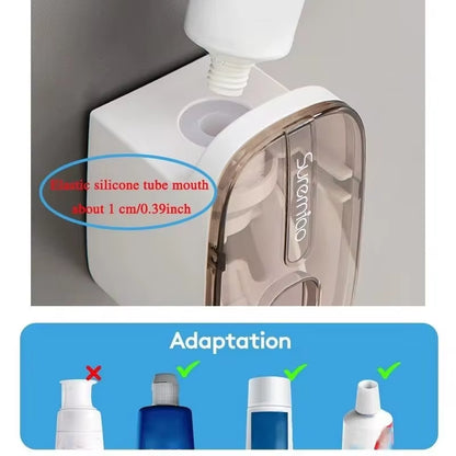 Automatic Wall-Mounted Toothpaste Dispenser and Toothbrush Holder - 1 Piece Bathroom Accessory